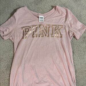 Victoria's Secret Pink Tee with Gold Logo